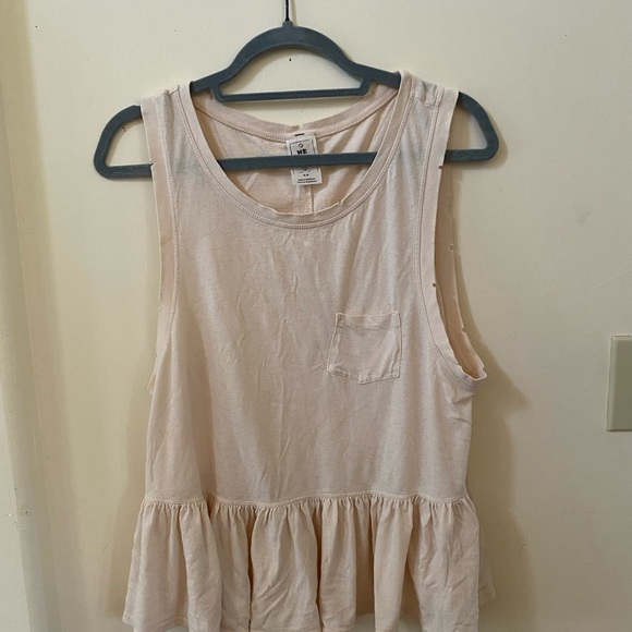 WE THE FREE PEOPLE CREAM SLEEVELESS PEPLUM CONTINENTAL TOP SIZE M - Picture 4 of 7